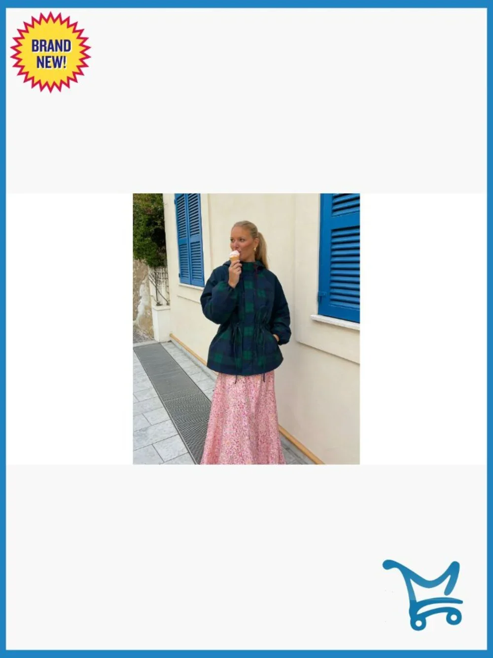 Women's Showerproof Rain Jacket with Hood Adjustable Waist Ties - Picture 7 of 7